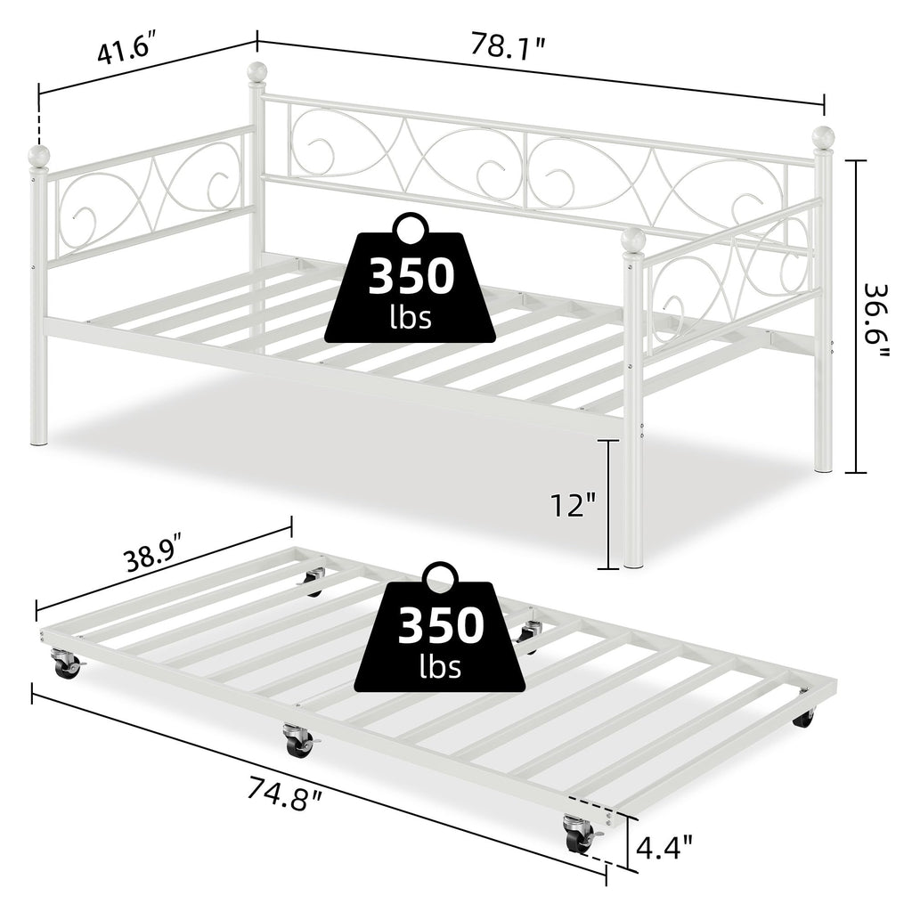 White Twin Daybed with Trundle A336590