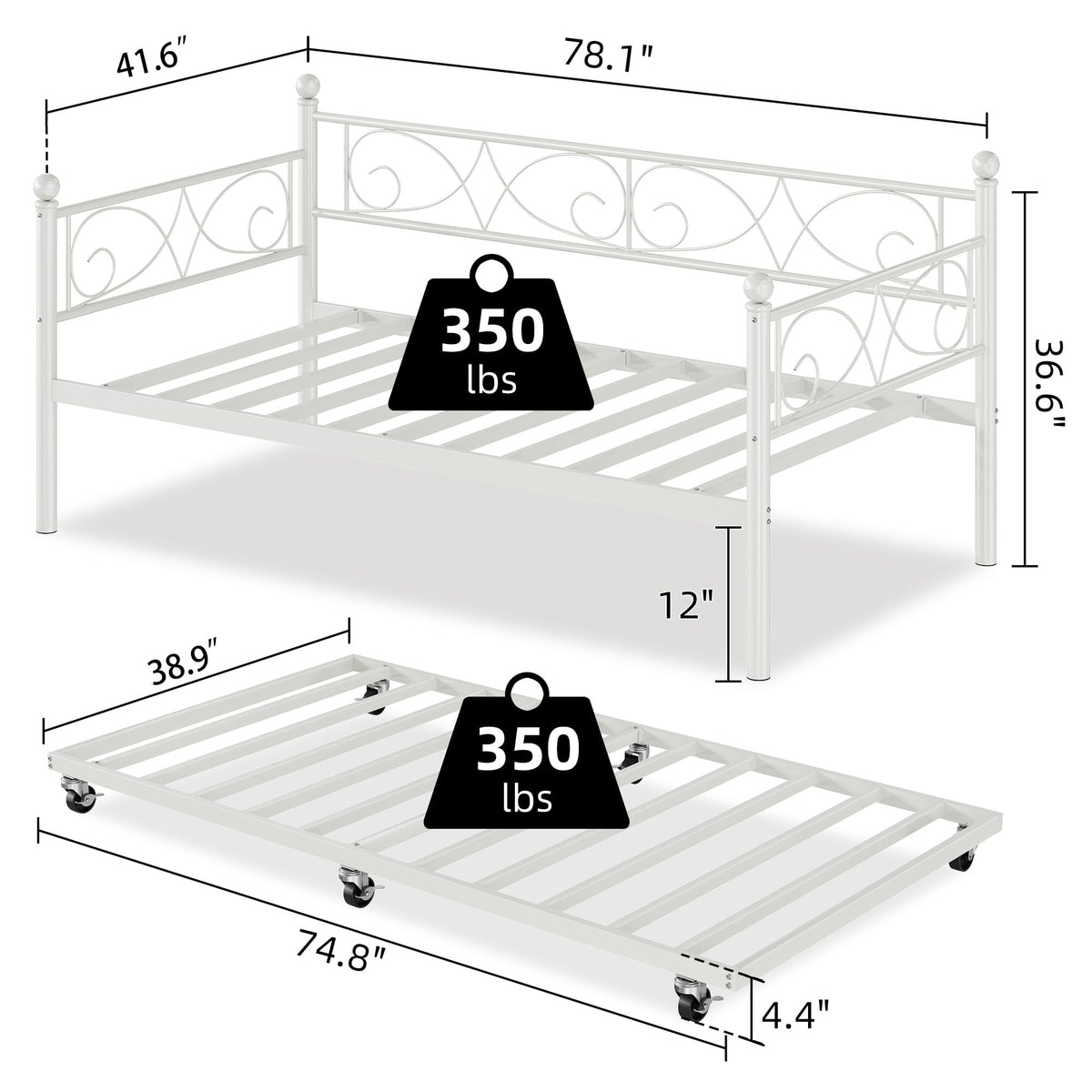 White Twin Daybed with Trundle A336590