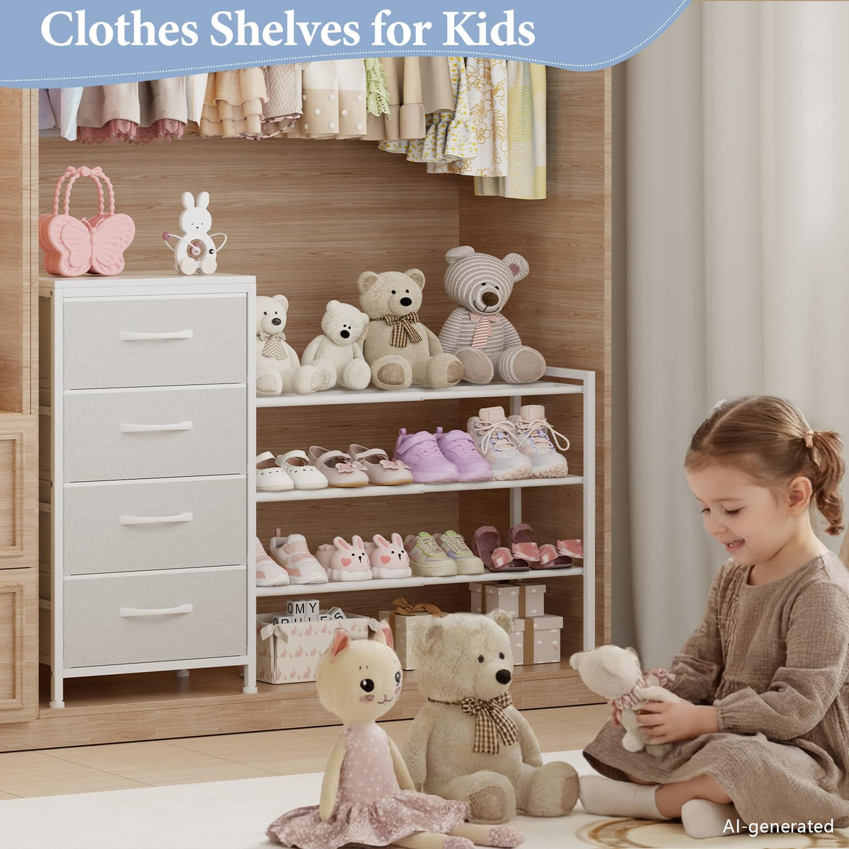 White 4 Drawer Fabric Dresser O97792