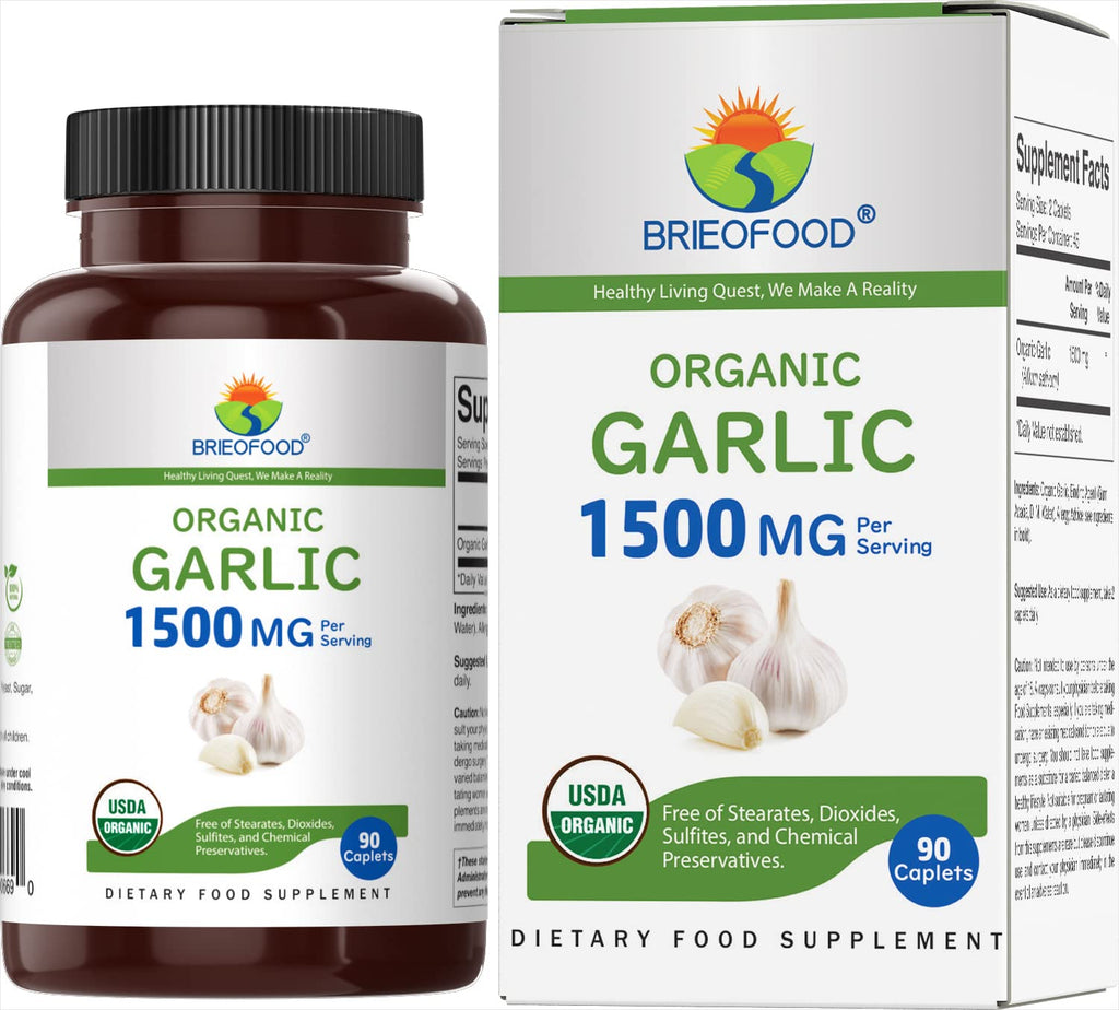 Organic Garlic 1500mg 90 Vegetarian Tablets B742