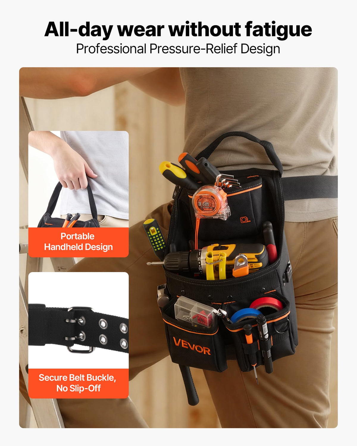 14 Pockets Heavy Duty Adjustable Tool Pouch with Belt P49194