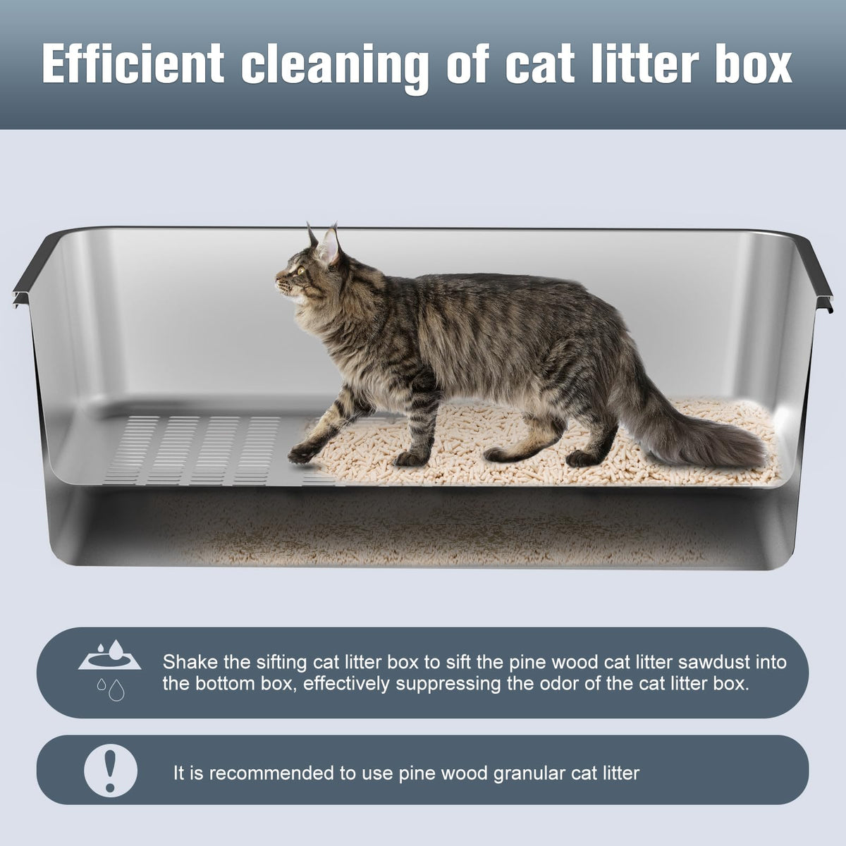 Stainless Steel Sifting Litter Box Q7232