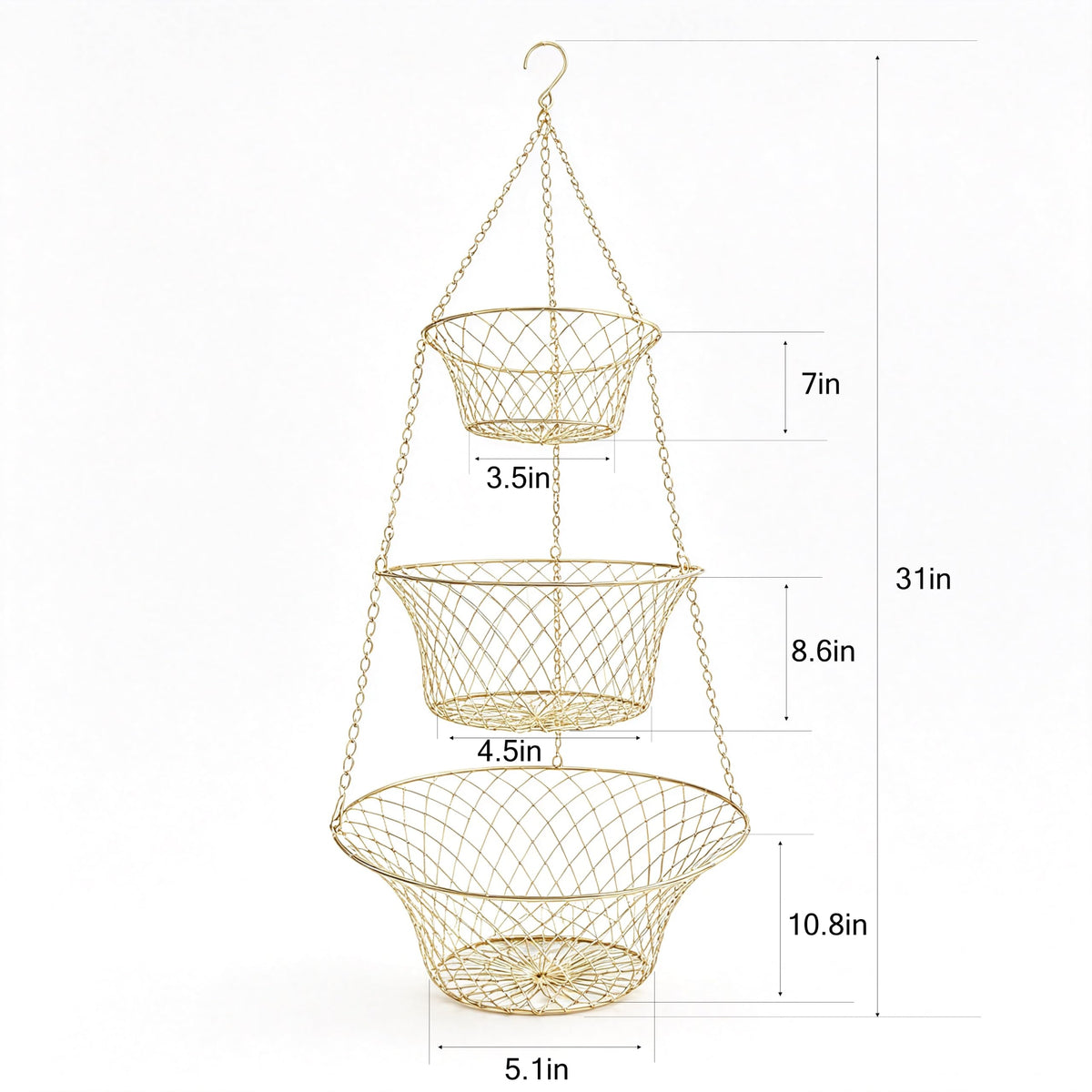 3-Tier Copper Hanging Basket X665