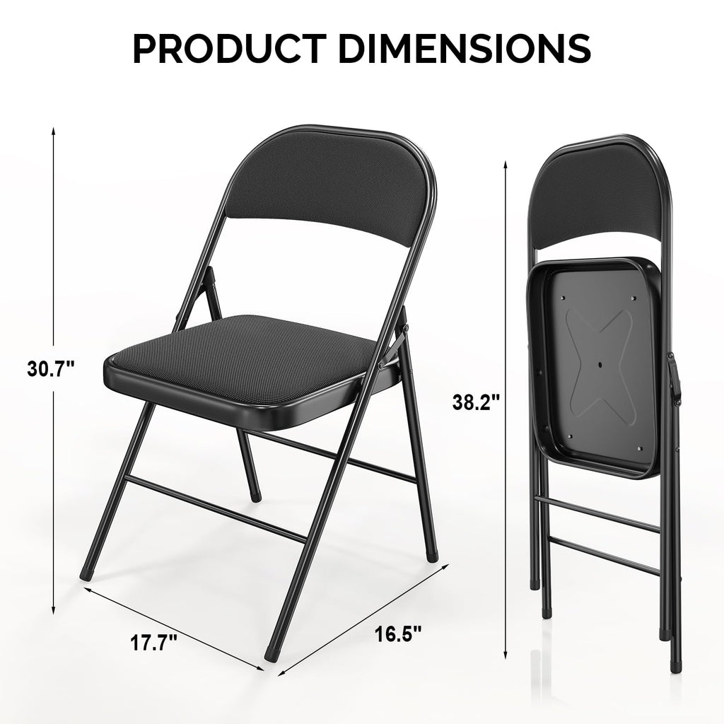 Black Fabric Padded Folding Chairs 10 Pack T728269