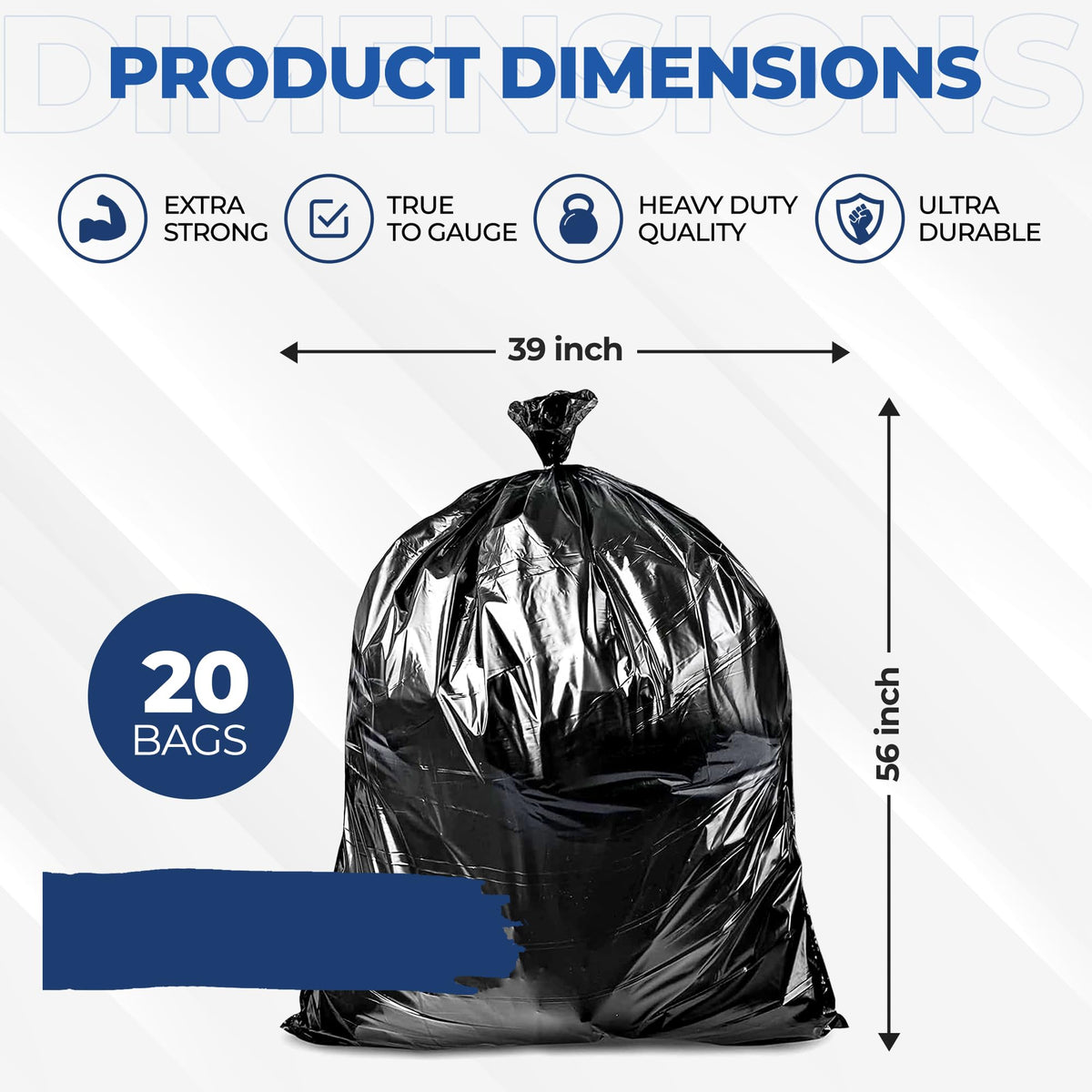 55 Gallon 20 Black Heavy Duty Trash Bags P569824