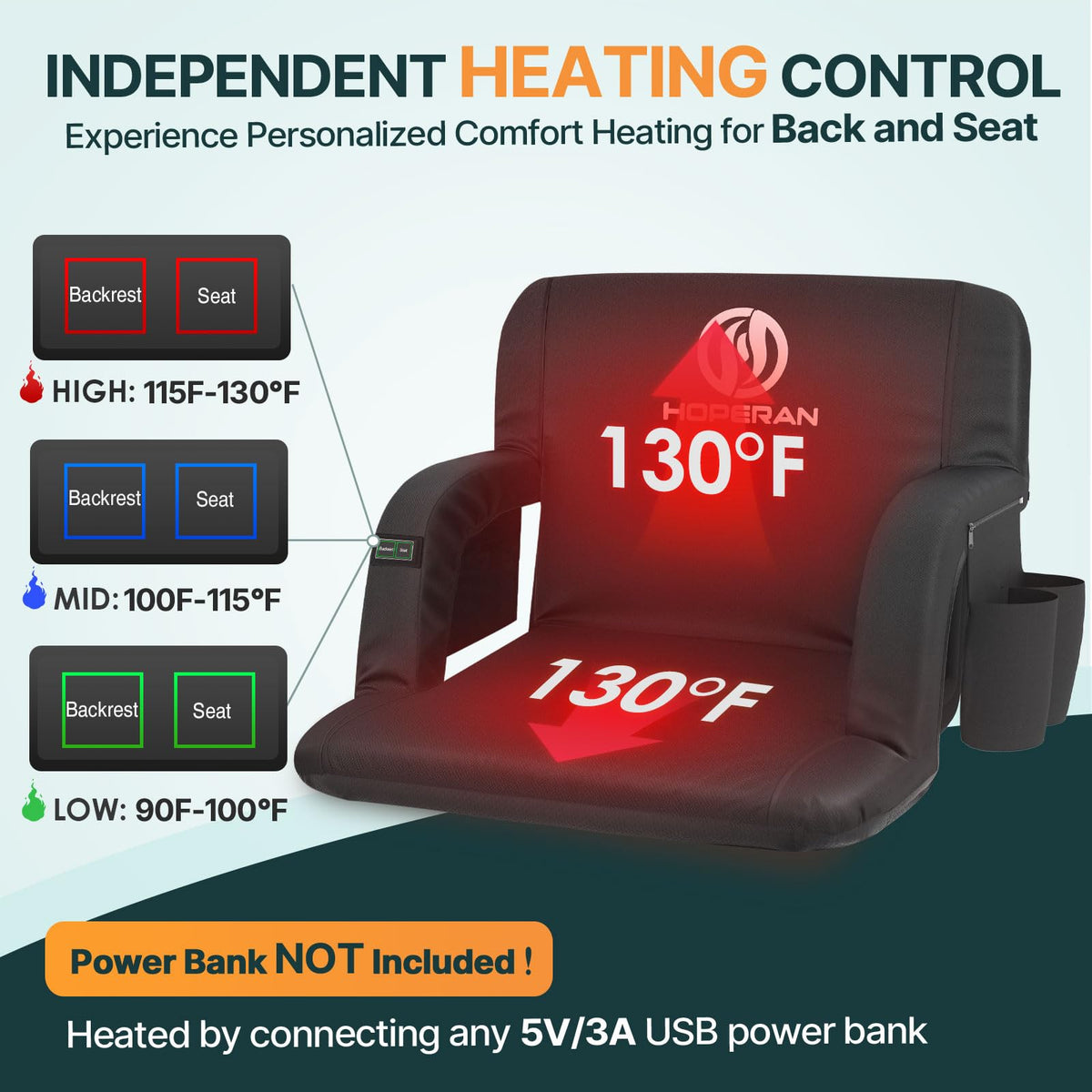 Heated Stadium Seats with Back Support D86027