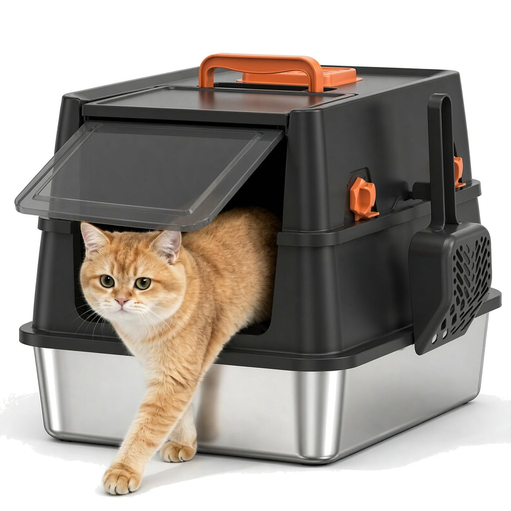 XL Enclosed Stainless Steel Cat Litter Box with Lid S24841