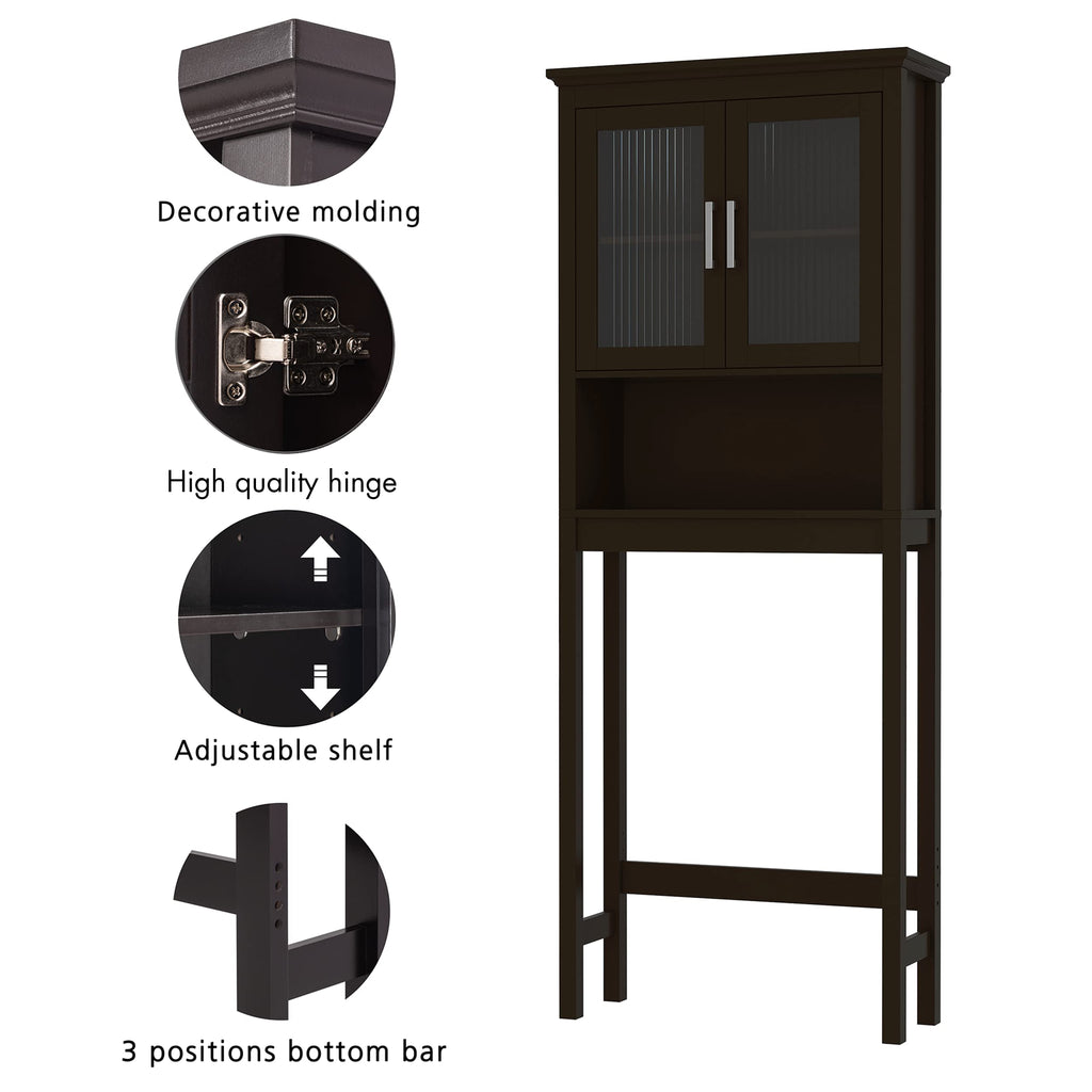 Over the Toilet Storage Cabinet with Glass Doors L1262