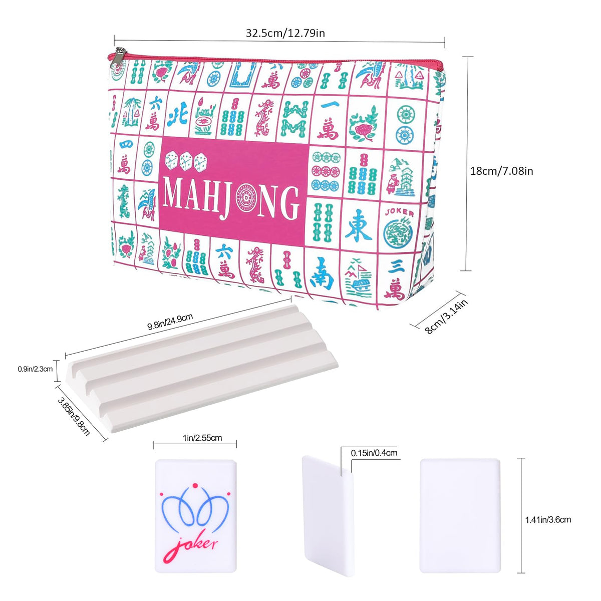 160 Printed American Mahjong Tile Set with 4 Racks & Carrying Bag N695352
