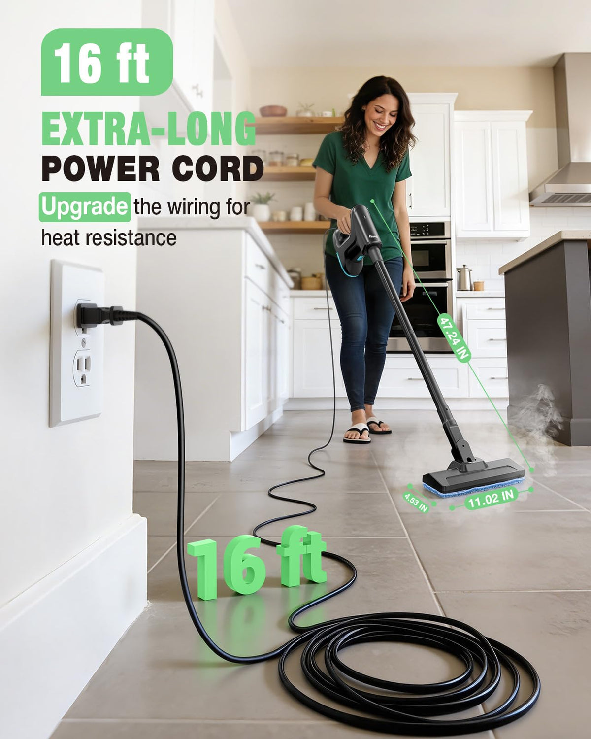 14-in-1 Lightweight Detachable Handheld Steam Mop Black H739766