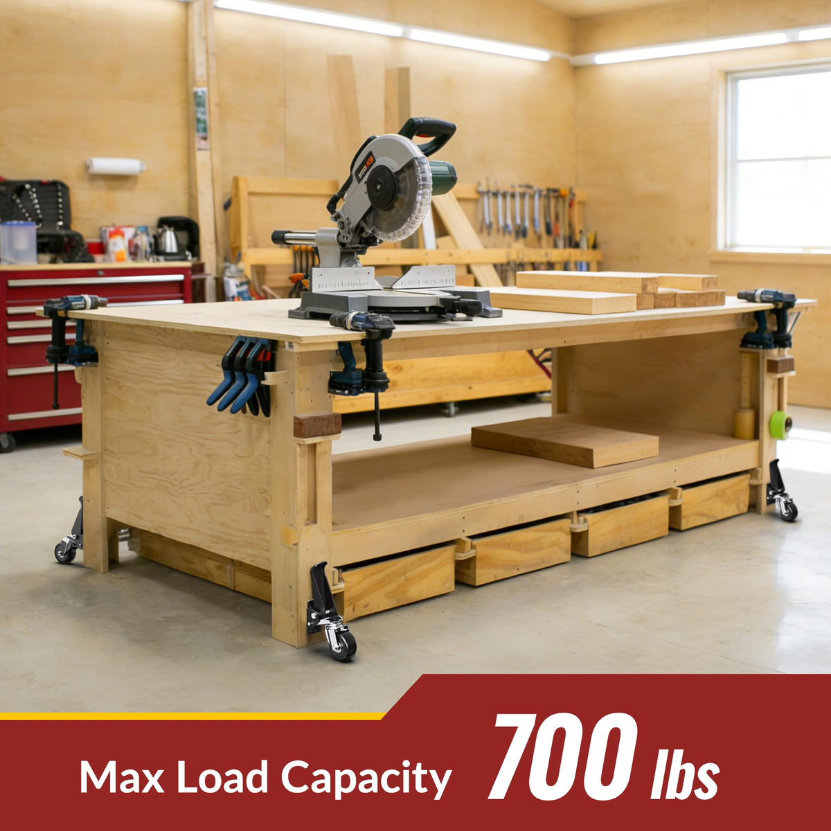 Heavy Duty Retractable Casters 700 lbs 4 Casters W37517