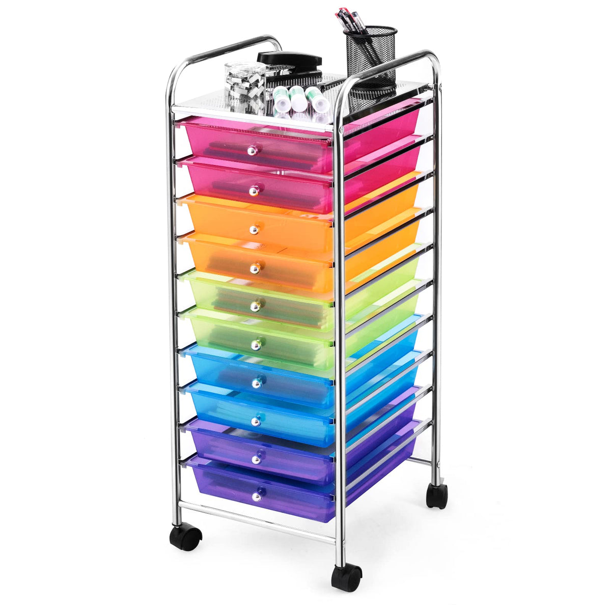 Rolling Storage Cart with 10 Drawers, Utility Cart with Wheels N844074