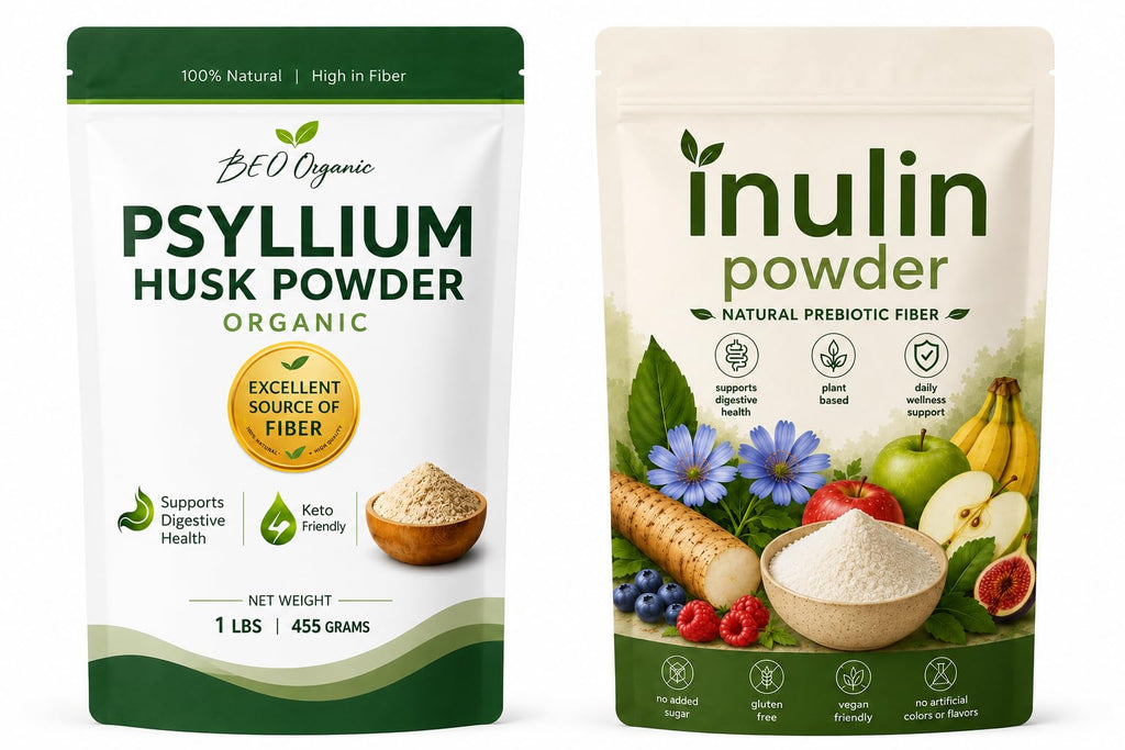 Organic Psyllium Husk Powder and Inulin Powder 2 Pack 1 lb Unflavored I14546