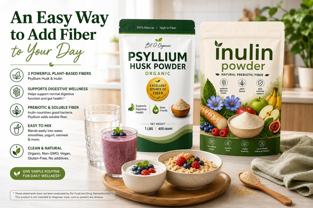 Organic Psyllium Husk Powder and Inulin Powder 2 Pack 1 lb Unflavored I14546