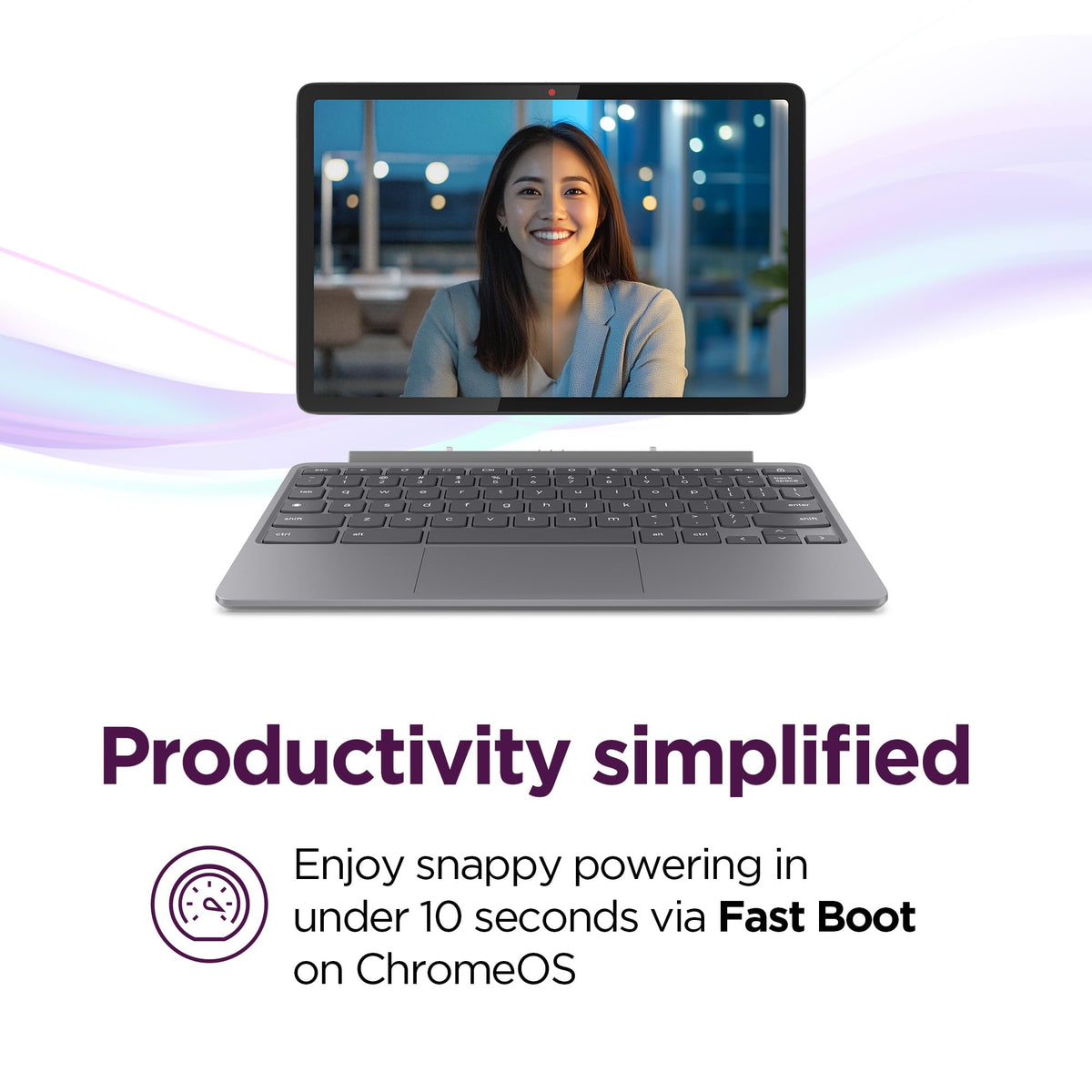 Convertible Laptop ChromeOS 10.95" WUXGA IPS Touch Display 4GB Memory 64GB Storage Luna Grey O2211