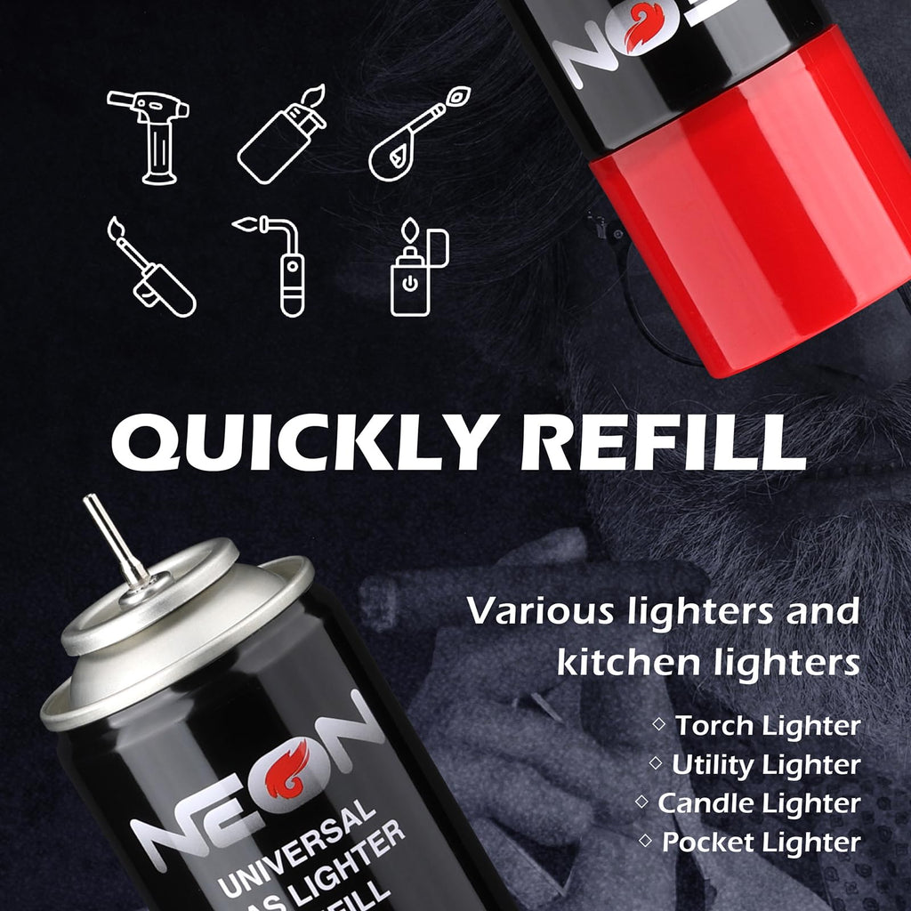 300ml Butane Fuel Refill with Metal Nozzle & 5 Adapters, 12 Cans V130