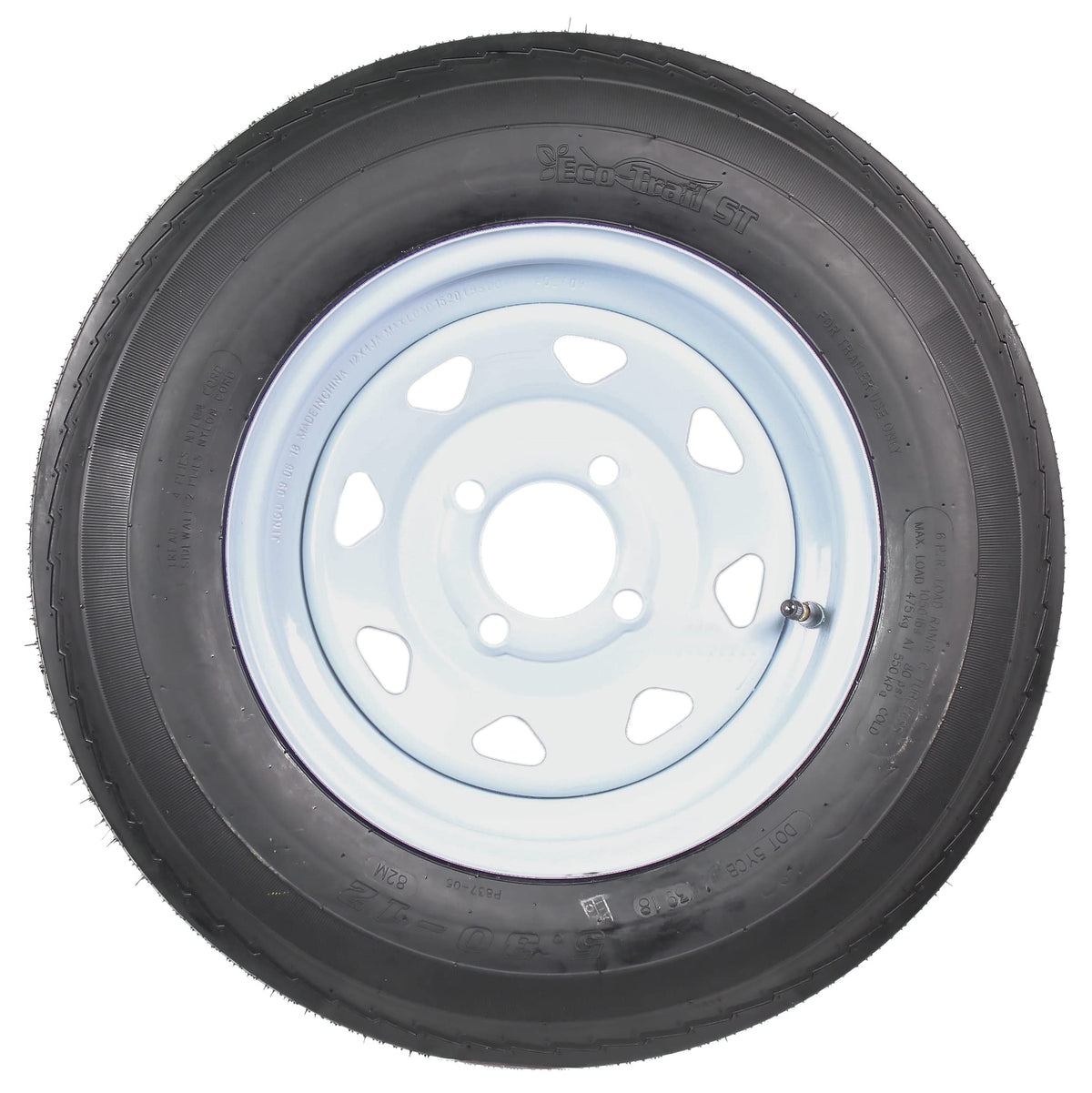 Trailer Tire Rim Assembly 5.30-12 Load C 4 Lug White L1871