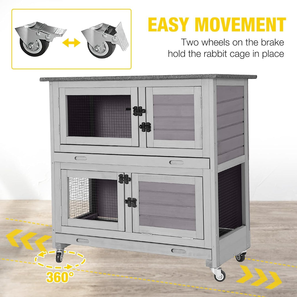 Rabbit Hutch 2 Story Pet House on Wheels B235655
