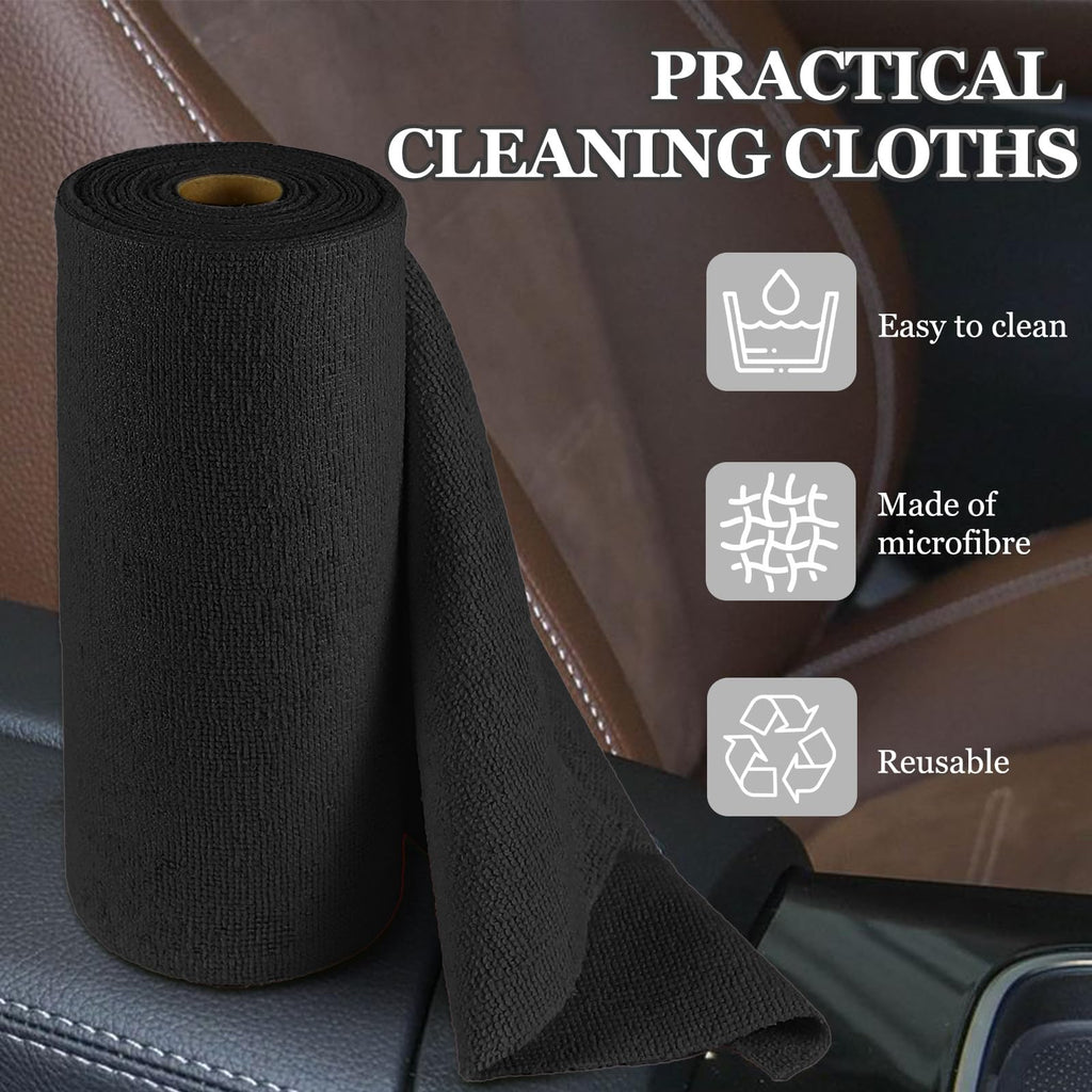 50PCS Microfiber Cleaning Cloth Roll, 10"×10" Black G86736