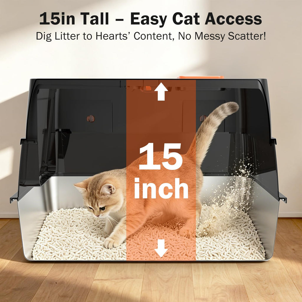XL Enclosed Stainless Steel Cat Litter Box with Lid S24841