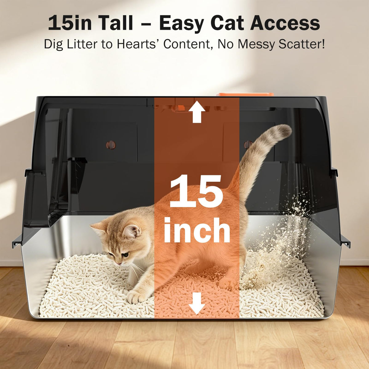 XL Enclosed Stainless Steel Cat Litter Box with Lid S24841