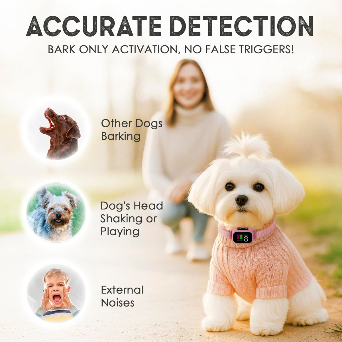 No Shock Rechargeable Bark Collar for Small Dogs 5-15 lbs Z210