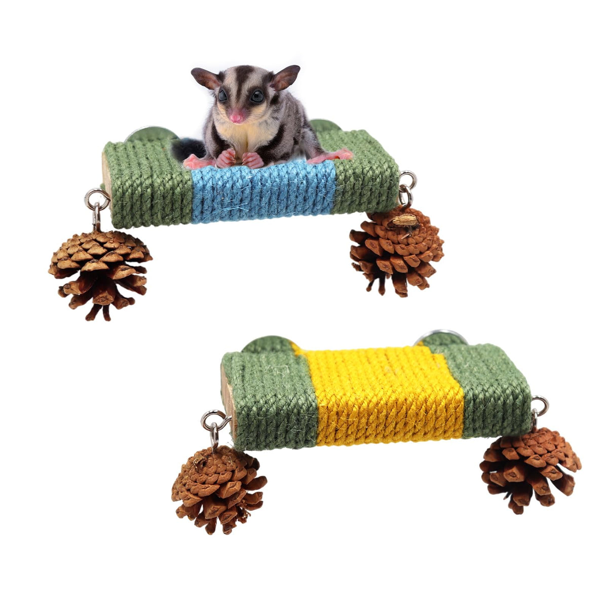 2 Pack Cage Platform with Rope and Pine Cone Decor G536