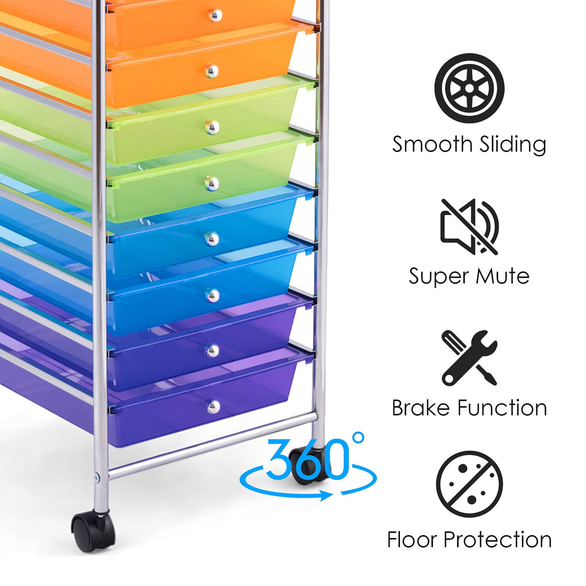Rolling Storage Cart with 10 Drawers, Utility Cart with Wheels N844074