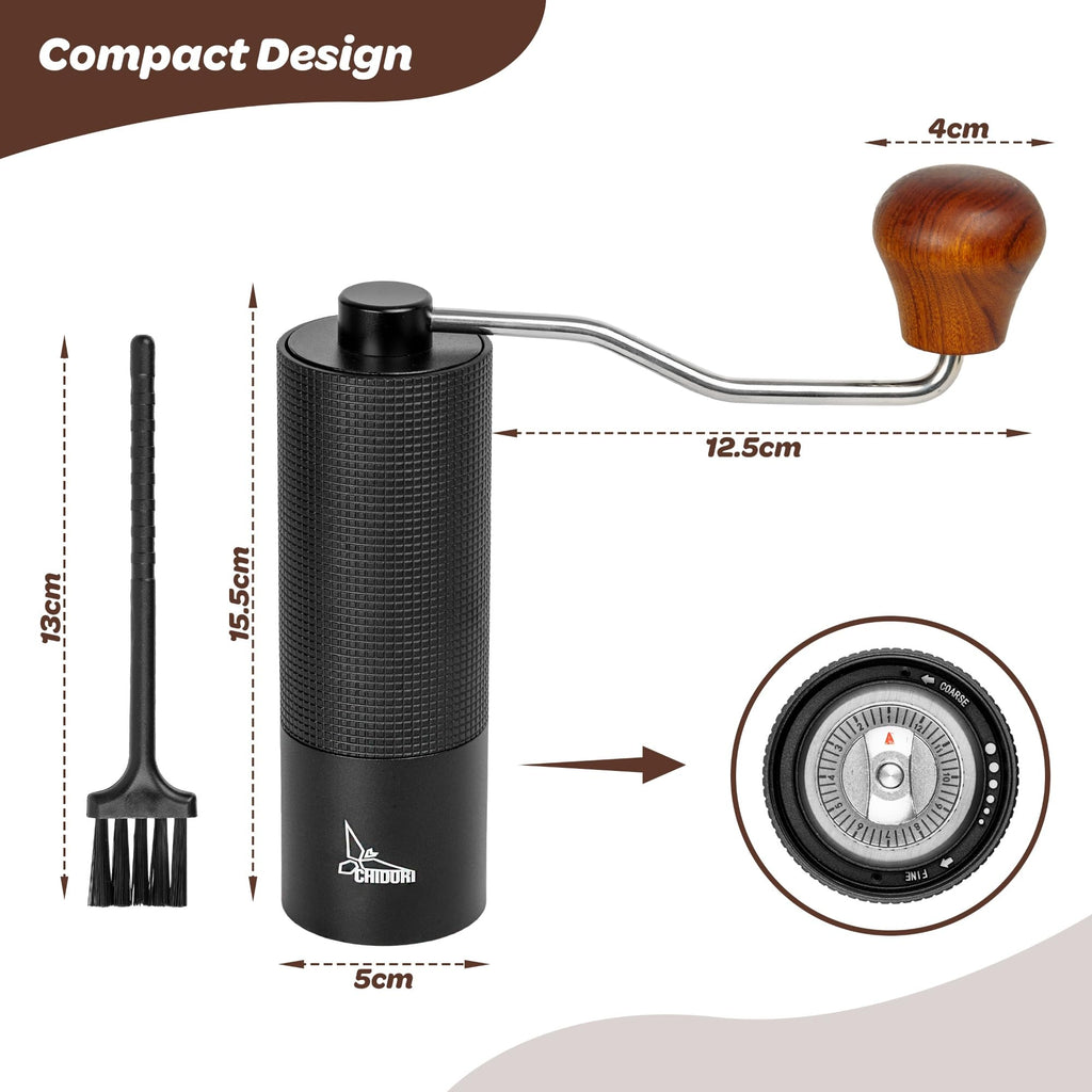 Manual Hand Crank Stainless Steel Conical Burr Coffee Grinder C496