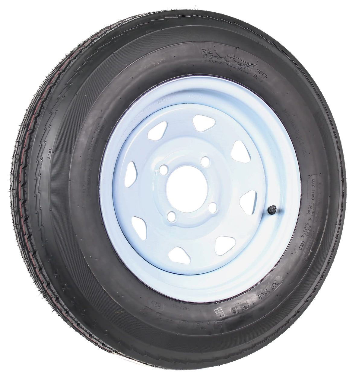 Trailer Tire Rim Assembly 5.30-12 Load C 4 Lug White L1871