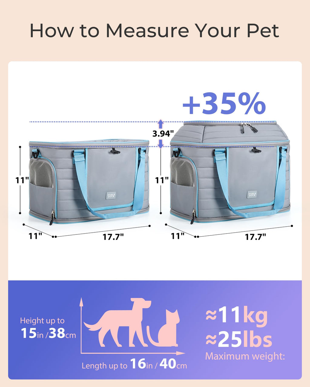 Airline Approved Soft-Sided Pet Carrier for Cats/Dogs Up to 20 Lbs A76662