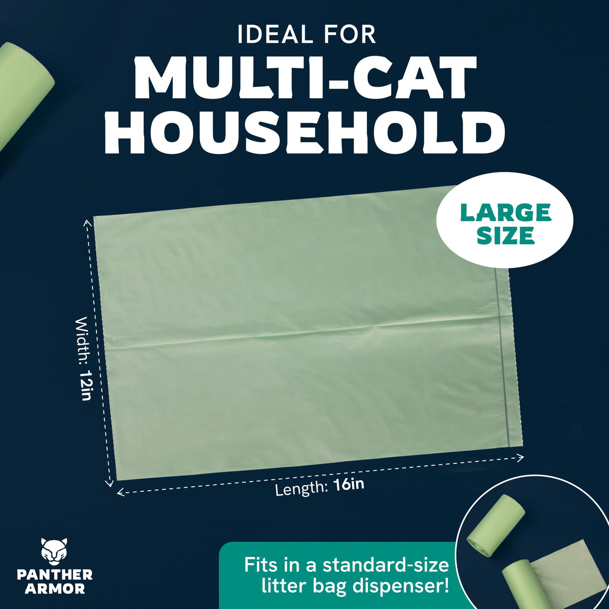 100 Large Compostable Unscented Cat Litter Bags N316