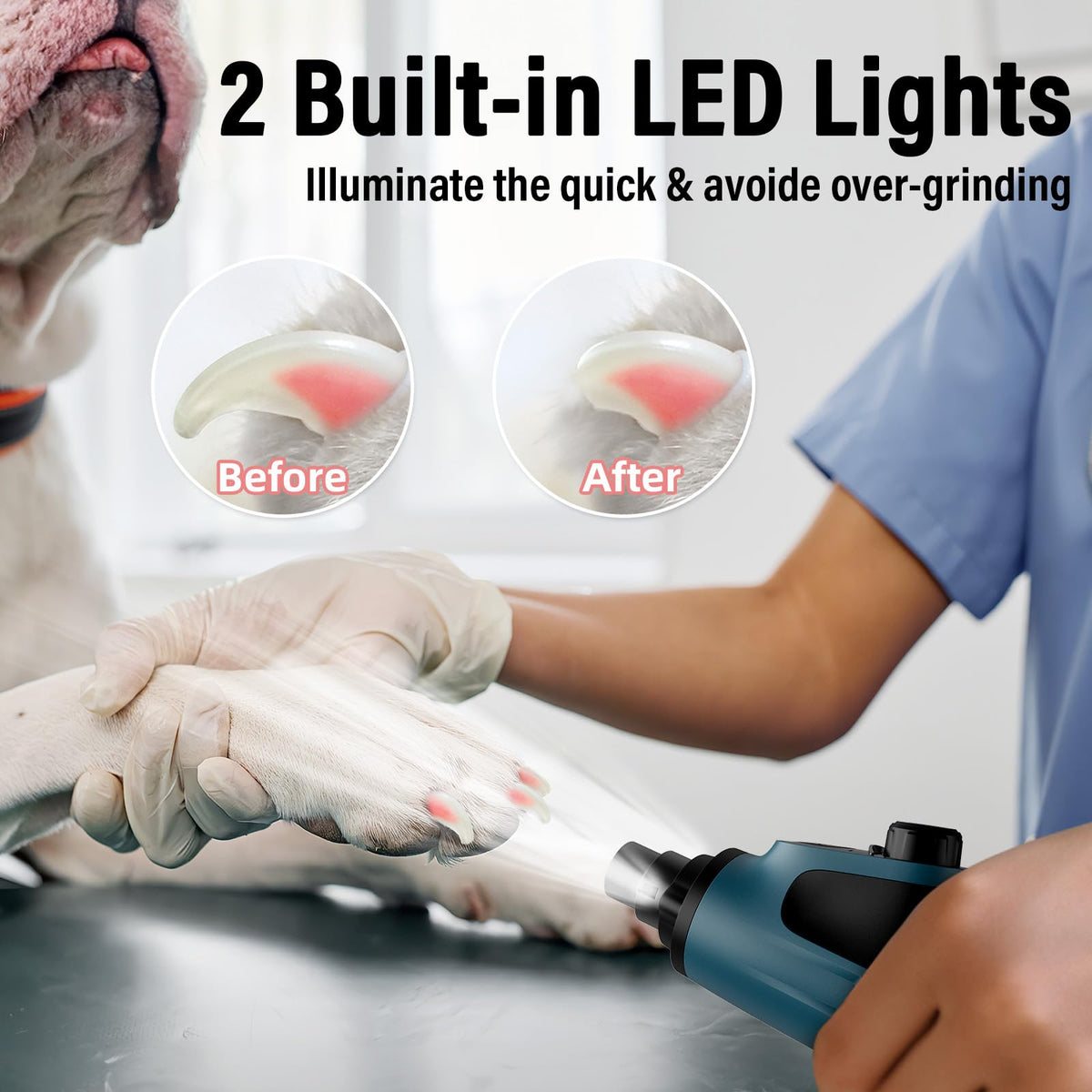 Dog Nail Grinder with 2 LED Lights Rechargeable Y786