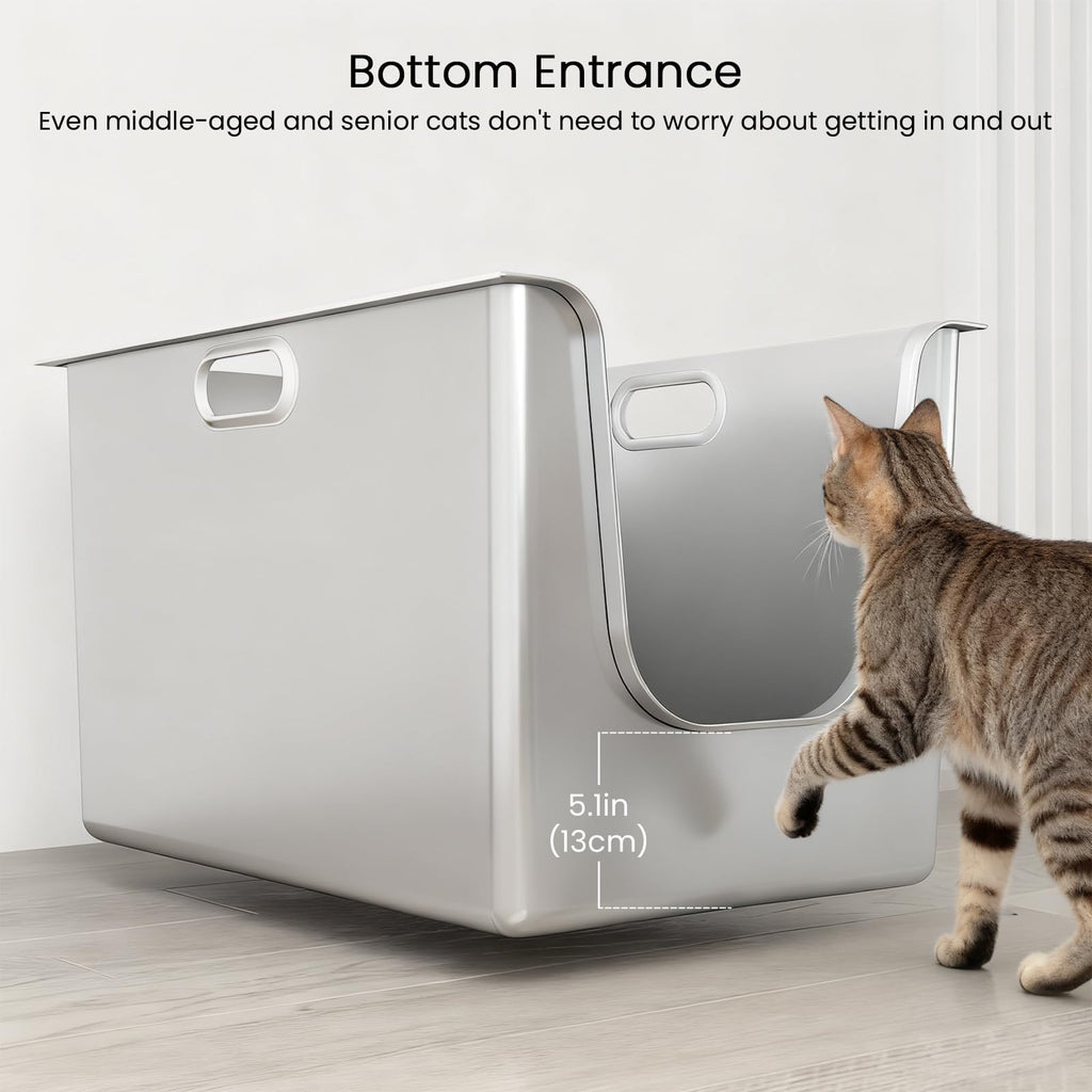 XL Stainless Steel Cat Litter Box with Low Entry N262