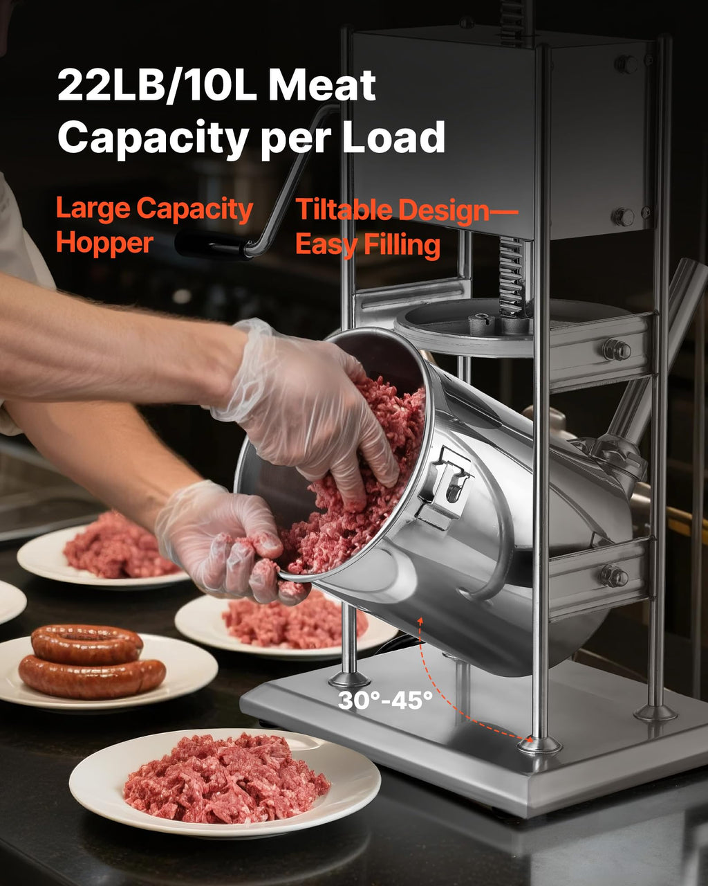 10 L Stainless Steel Vertical Manual Sausage Stuffer R29967