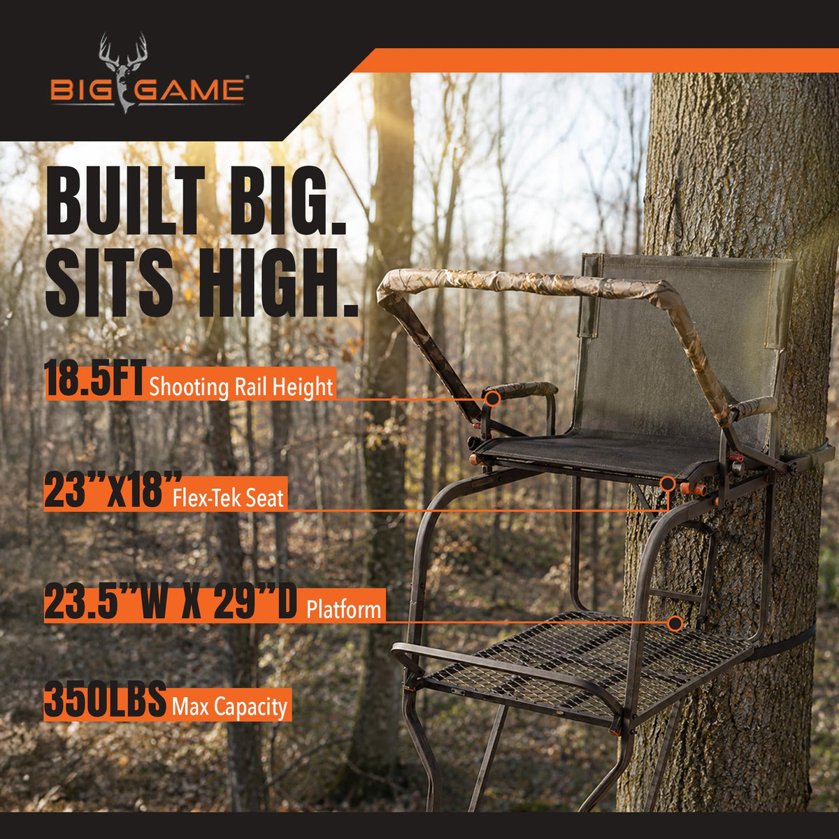Deer Hunting Ladder Tree Stand with Extra Wide Seat G160
