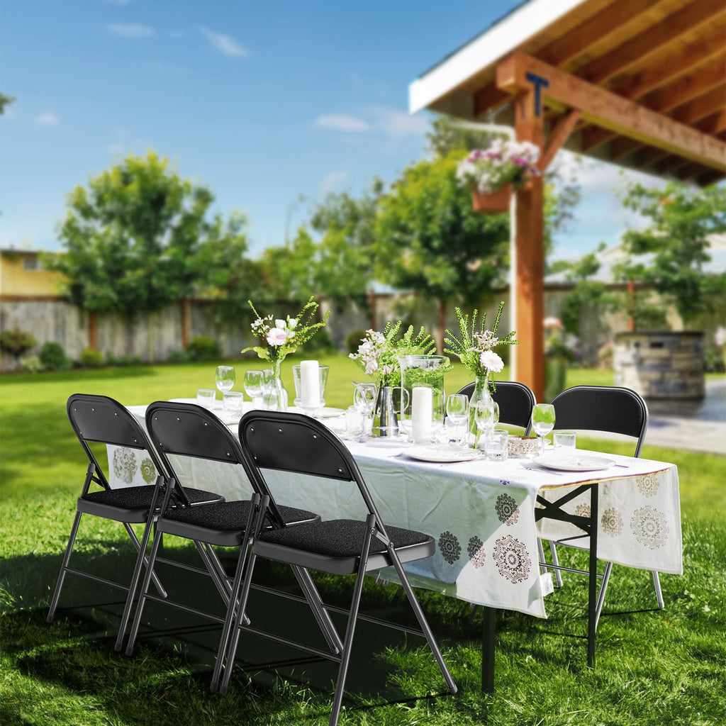 Black Fabric Padded Folding Chairs 10 Pack T728269