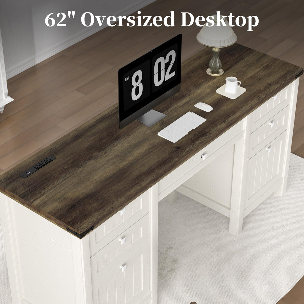 62" Executive Desk with File Drawer & Cabinet I204731