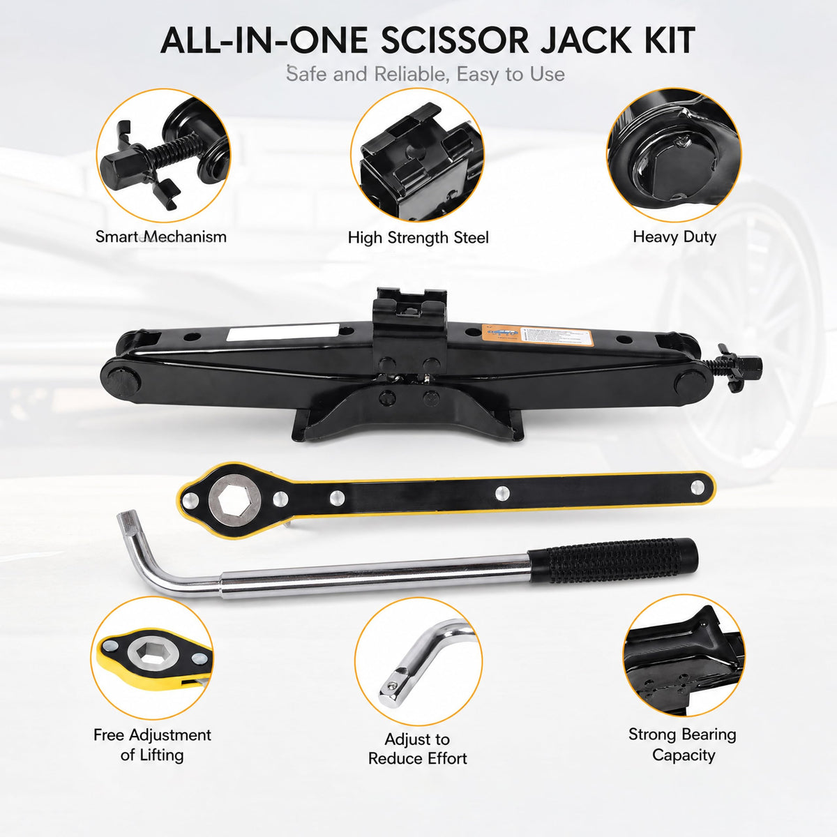 3 Ton Scissor Car Jack Kit with Wrench C25961