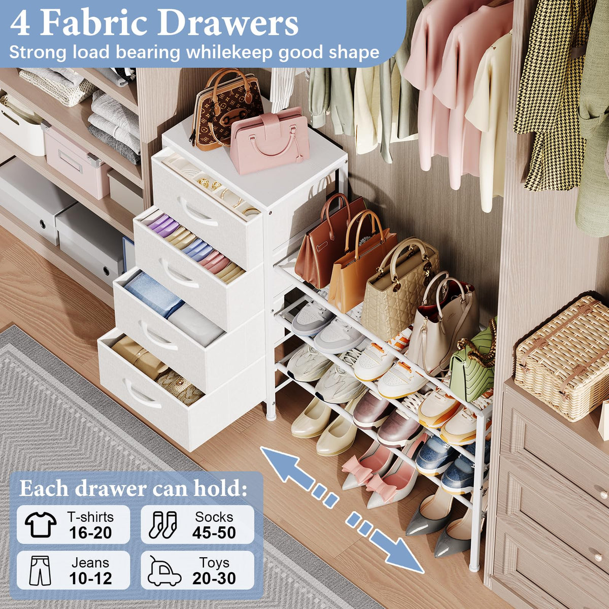 White 4 Drawer Fabric Dresser O97792