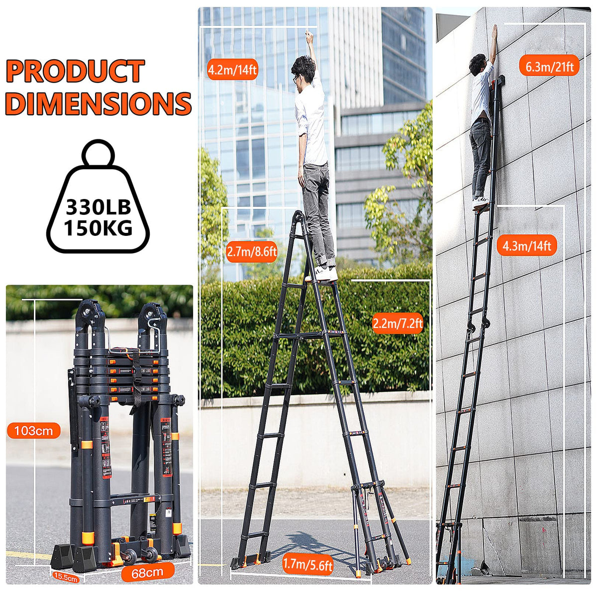 Aluminum Telescoping Ladder 330lbs O31494