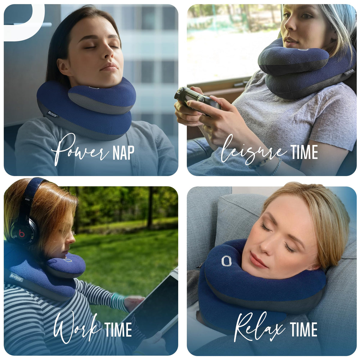 Soft Adjustable Travel Neck Pillow with Carry Bag O79791