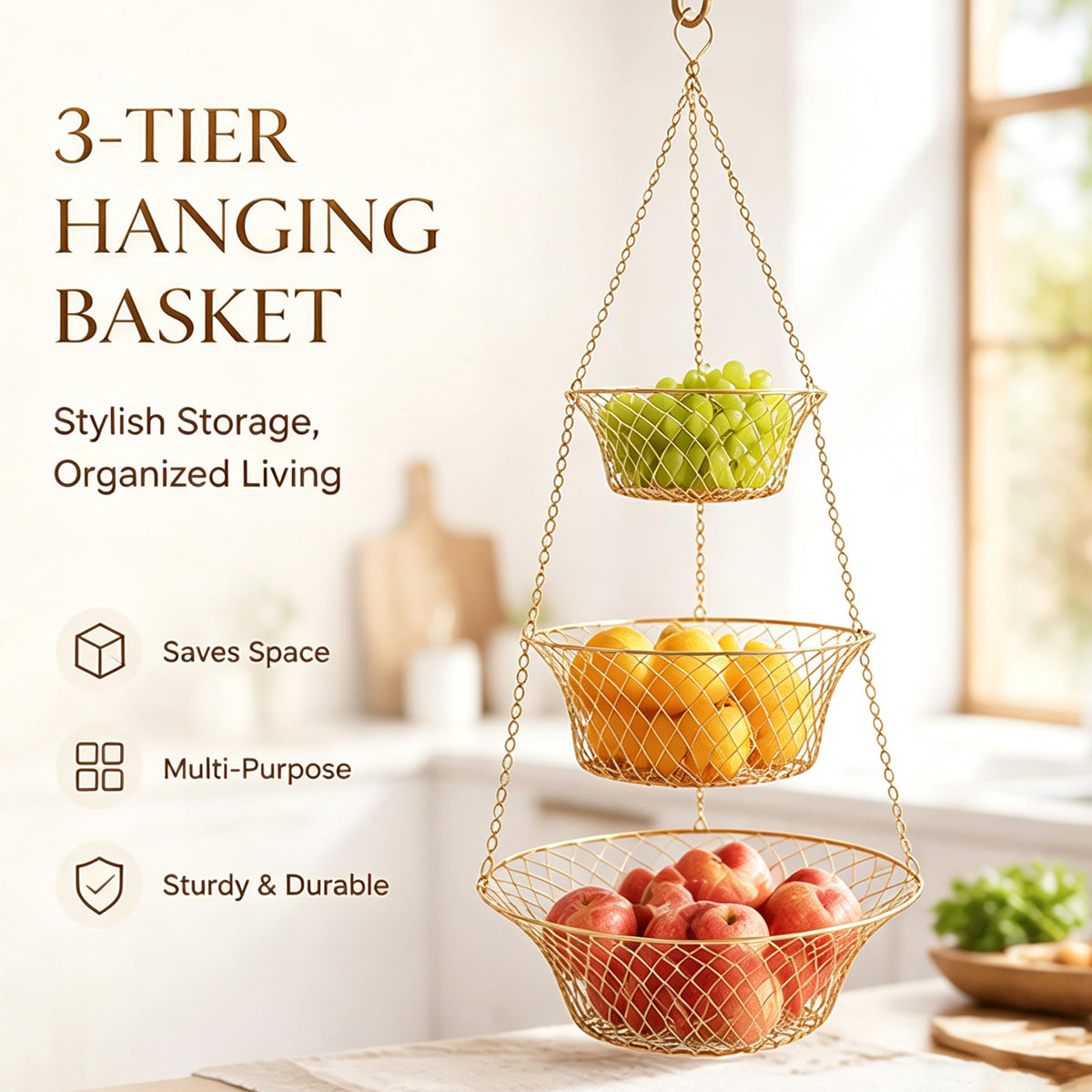 3-Tier Copper Hanging Basket X665
