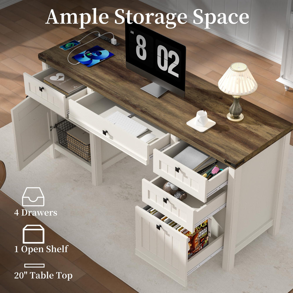 62" Executive Desk with File Drawer & Cabinet I204731