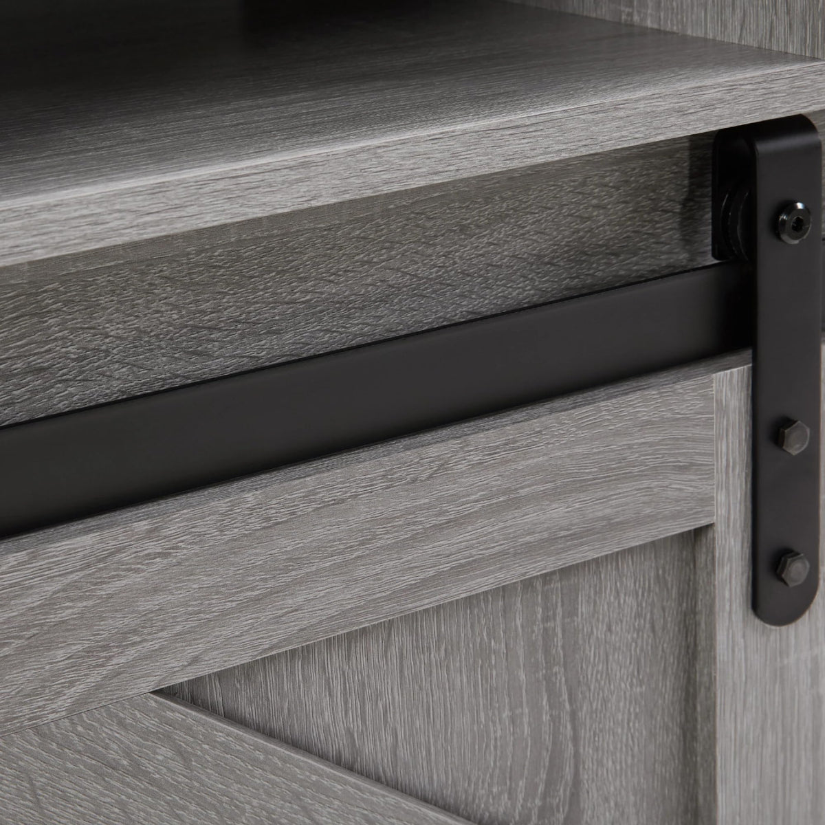 Grey Wood TV Stand with Sliding Barn Door V62138
