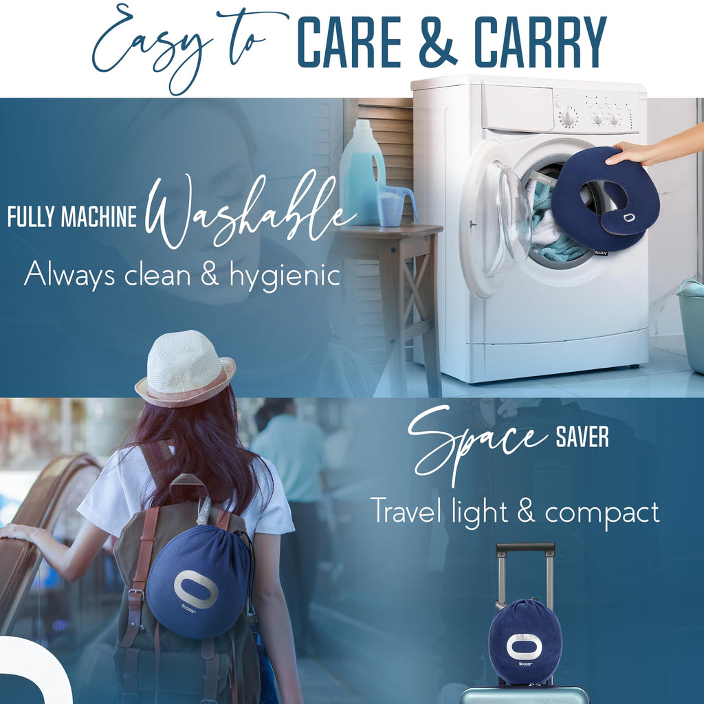 Soft Adjustable Travel Neck Pillow with Carry Bag O79791