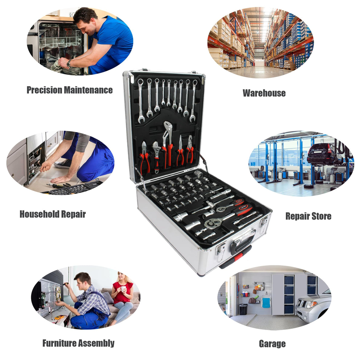 899-Piece Household Tool Set with Rolling Case G2516