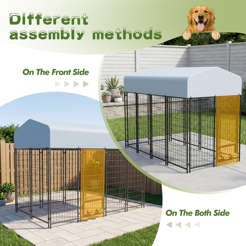 8x4x6 FT Outdoor Dog Kennel with Swivel Feeder T3423