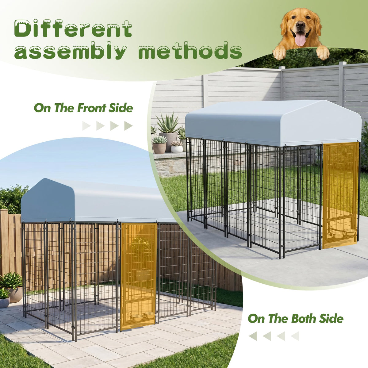 8x4x6 FT Outdoor Dog Kennel with Swivel Feeder T3423