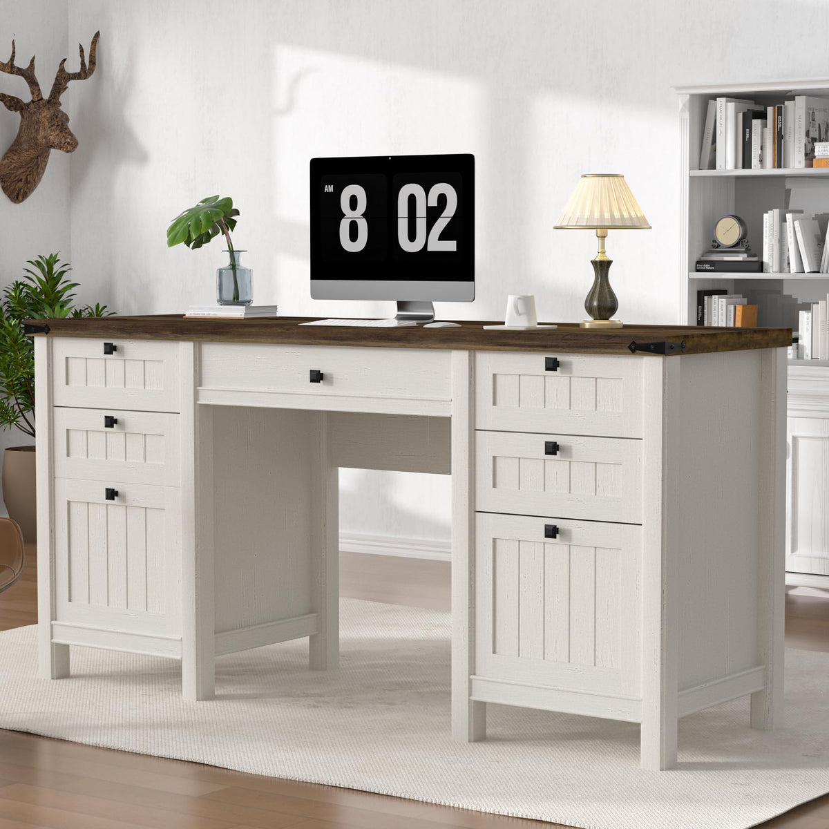 62" Executive Desk with File Drawer & Cabinet I204731